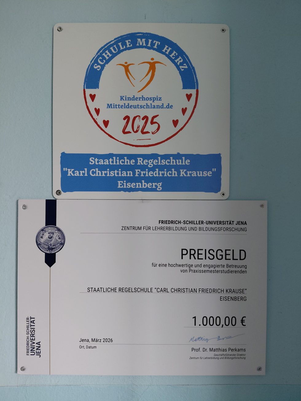 Auszeichnungen für die Regelschule in Eisenberg Auszeichnungen für die Regelschule in Eisenberg